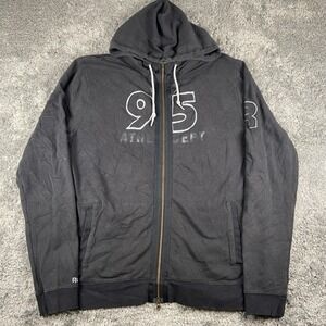 Reebok Full Zip Hoodie Mens 2XL Black Athletic Dept 95 Sweatshirt Sportswear Y2k